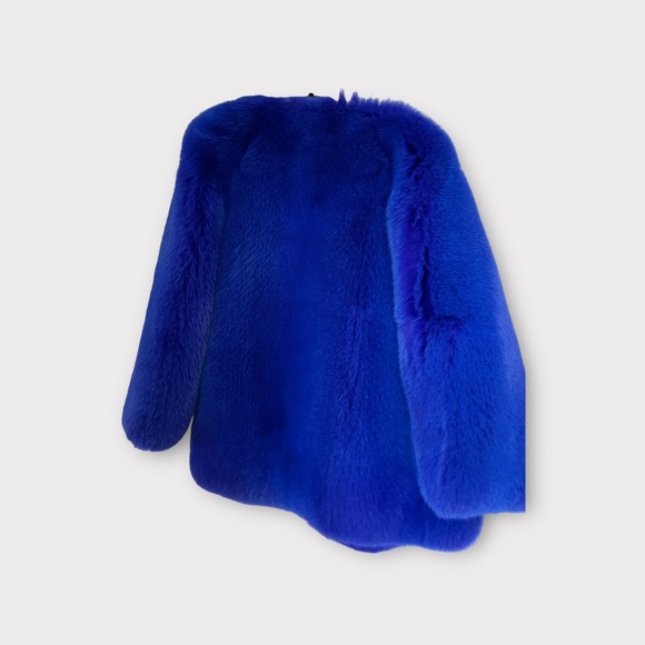 Balmain blue fur jacket. Cropped. LIKE NEW • Kardashian Kloset - Picture 4 of 5